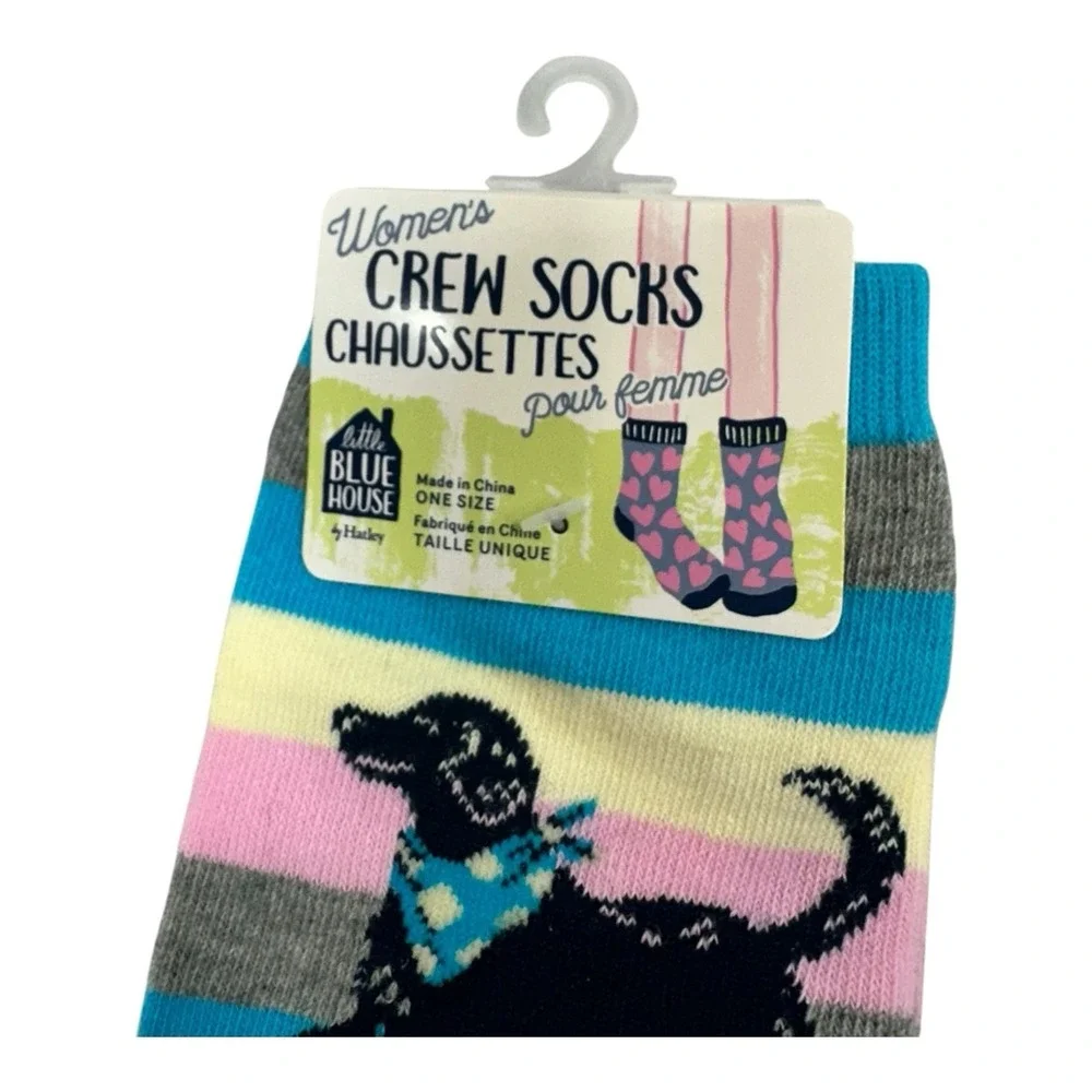 Hatley Little Blue House Labulous Women's Dog Mom Labrador Crew Socks NWT